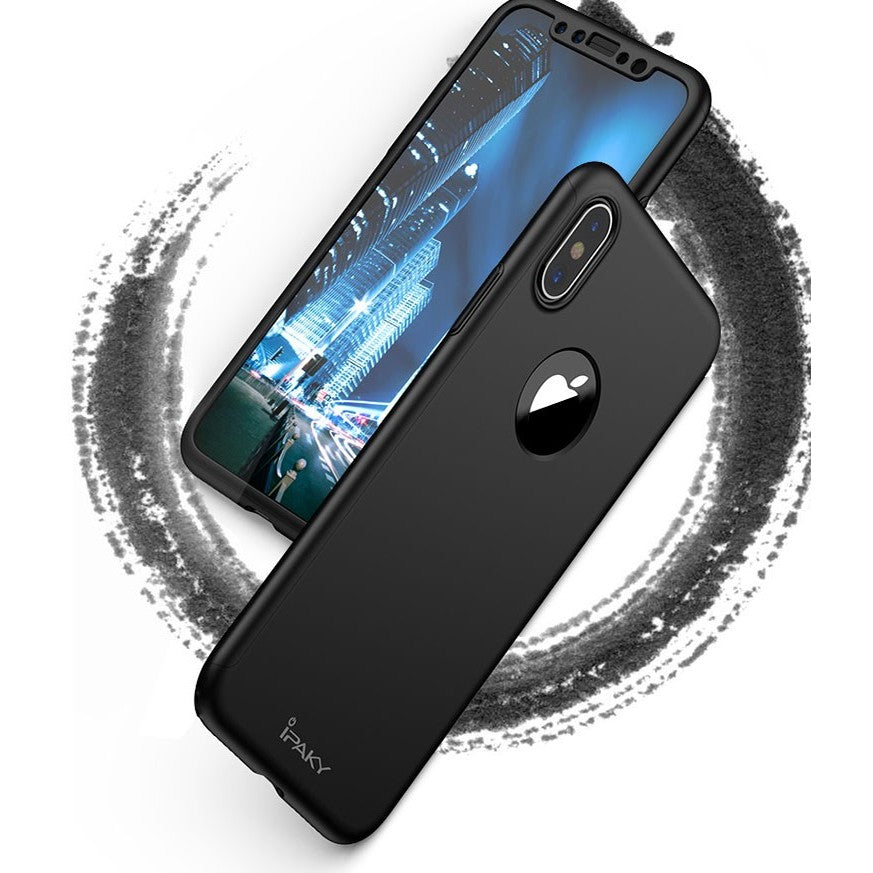 Husa Apple iPhone X IPAKY Full Cover 360 Negru + Folie Cadou-3