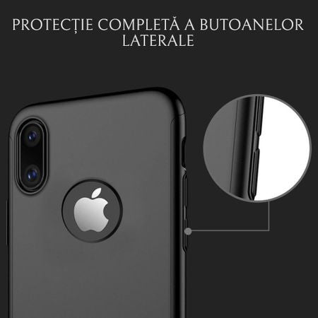 Husa Apple iPhone X IPAKY Full Cover 360 Negru + Folie Cadou-7