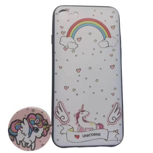 Husa Apple iPhone X/XS Multicolor Model Unicorn + Popsocket inclus-1