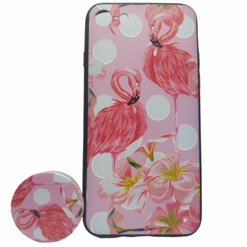 Husa Apple iPhone XR Multicolor Model Flamingo + Popsocket inclus-0