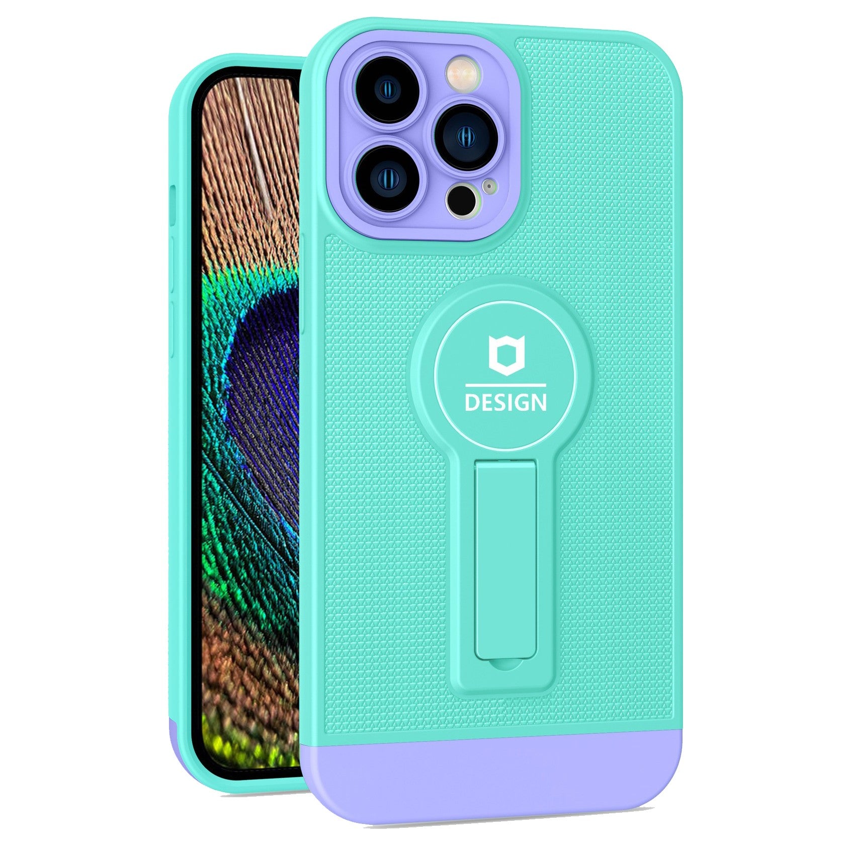 Husa Armor Design cu Stand pentru iPhone 13, Blue/Mov, Suport Auto Magnetic, Wireless Charge, Protectie Antisoc, Flippy-0
