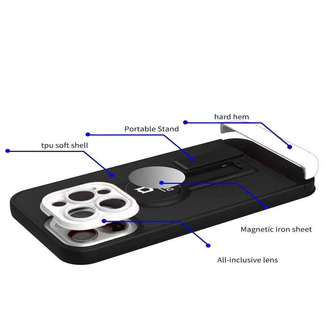 Husa Armor Design cu Stand pentru iPhone 13 Pro Max, Negru/Alb, Suport Auto Magnetic, Wireless Charge, Protectie Antisoc, Flippy-2