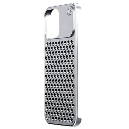 Husa Aromaterapia Compatibila cu iPhone 15 Pro, Flippy, Antisoc, Antizgariere, Protectie Camera si Supraincalzire, din Aliaj de Aluminiu, Argintiu-1