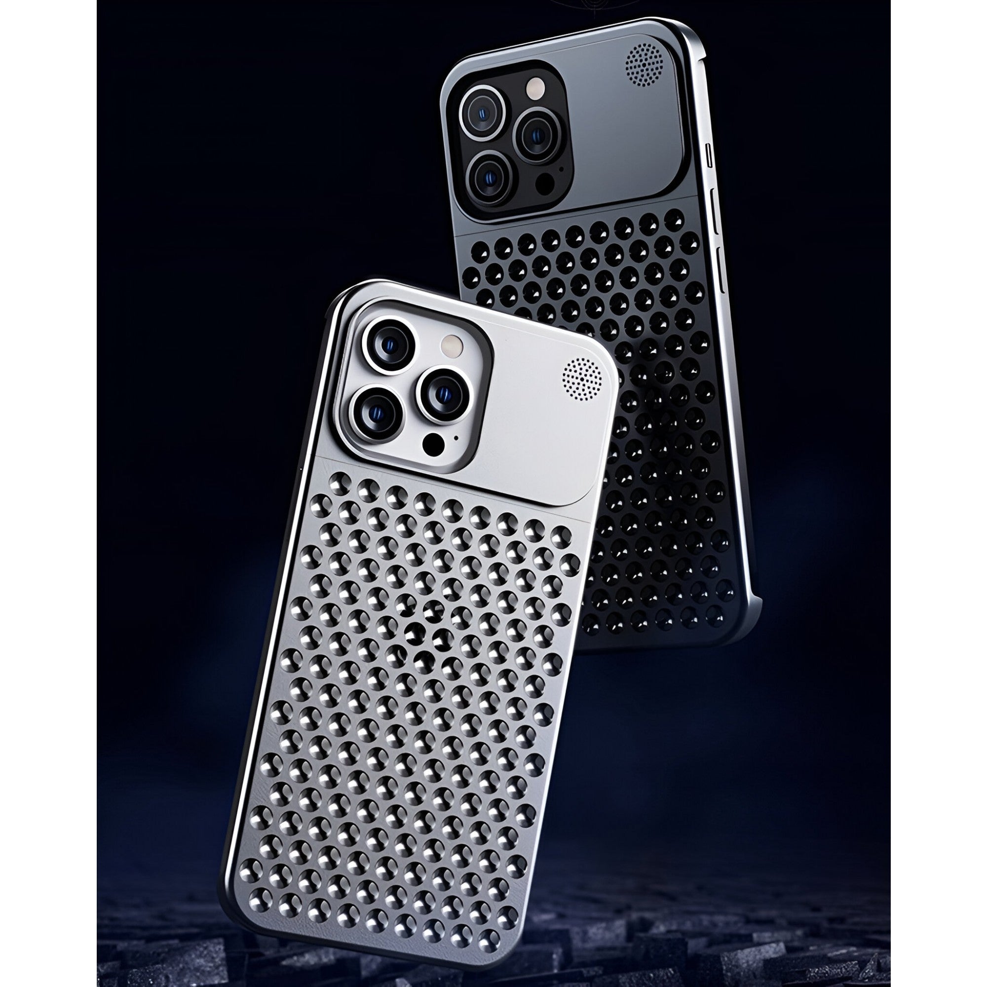 Husa Aromaterapia Compatibila cu iPhone 15 Pro, Flippy, Antisoc, Antizgariere, Protectie Camera si Supraincalzire, din Aliaj de Aluminiu, Argintiu-10