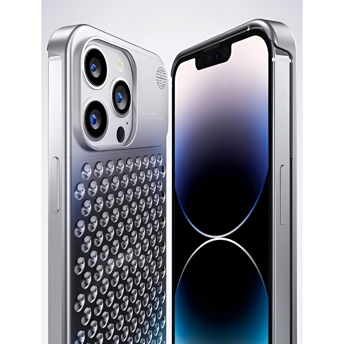 Husa Aromaterapia Compatibila cu iPhone 15 Pro, Flippy, Antisoc, Antizgariere, Protectie Camera si Supraincalzire, din Aliaj de Aluminiu, Argintiu-11