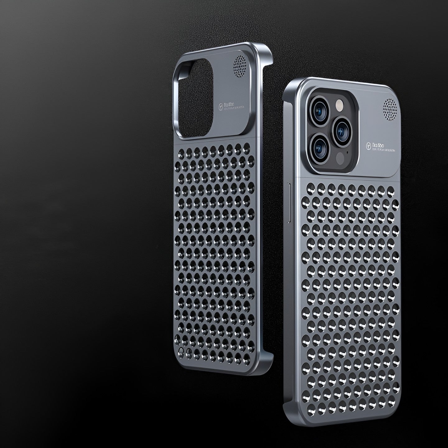 Husa Aromaterapia Compatibila cu iPhone 15 Pro, Flippy, Antisoc, Antizgariere, Protectie Camera si Supraincalzire, din Aliaj de Aluminiu, Gri-7
