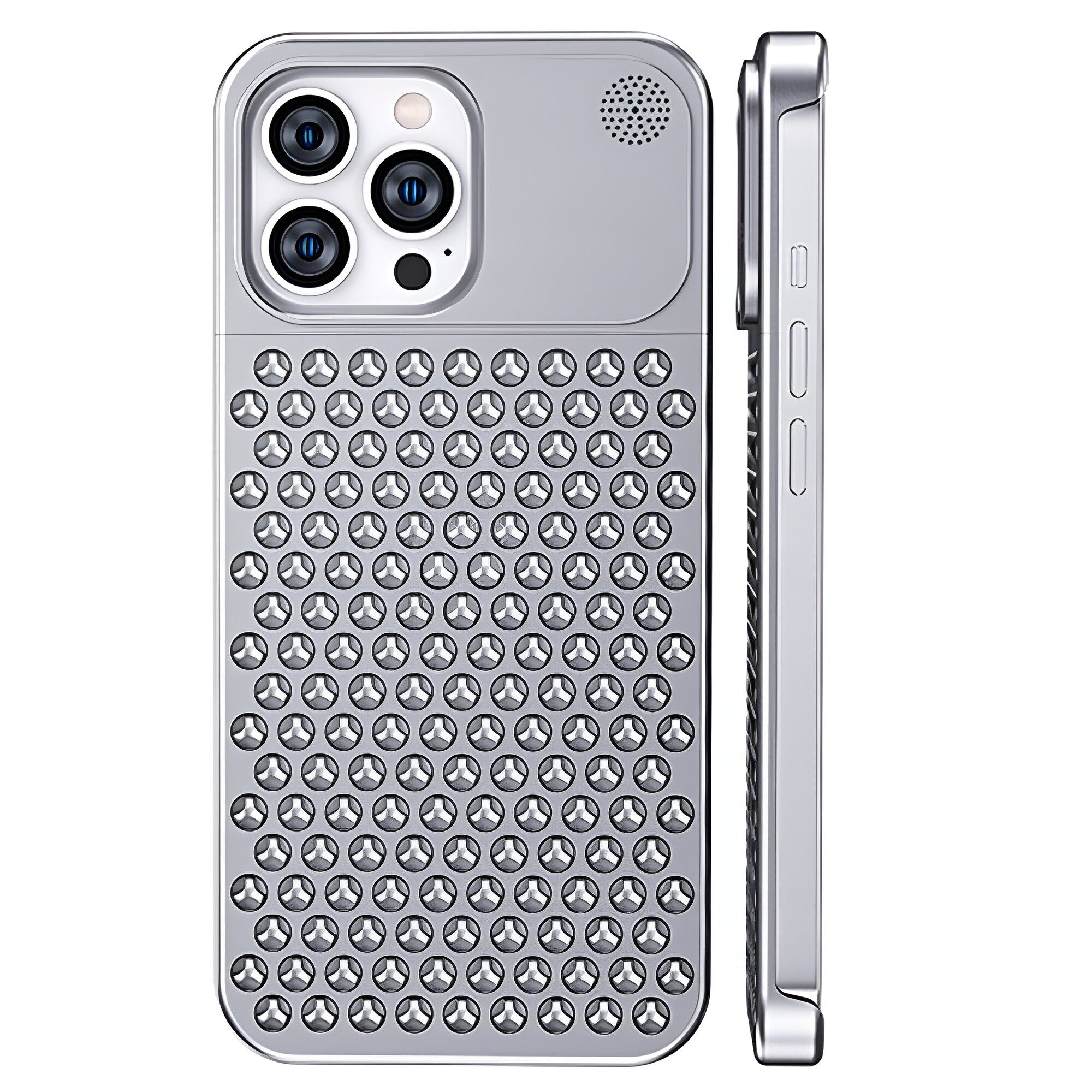 Husa Aromaterapia Compatibila cu iPhone 15 Pro, Flippy, Antisoc, Antizgariere, Protectie Camera si Supraincalzire, din Aliaj de Aluminiu, Argintiu-0