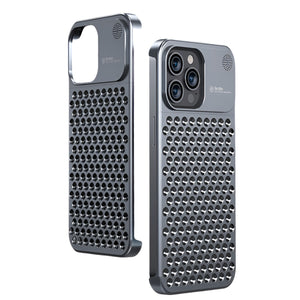 Husa Aromaterapia Compatibila cu iPhone 15 Pro, Flippy, Antisoc, Antizgariere, Protectie Camera si Supraincalzire, din Aliaj de Aluminiu, Gri-0