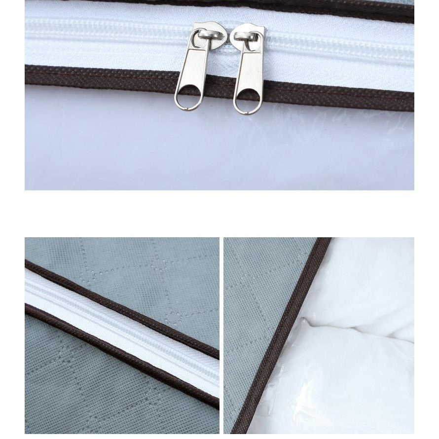 Husa de Depozitare, Flippy, Intrebuintare Multipla, Pliabila, cu Fermoar Bidirectional si Fereastra Deasupra Transparenta, Manere Laterale, Lavabila, 100x50x15 cm, Gri-7