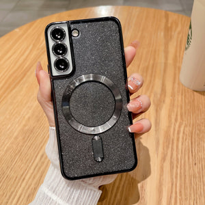 Husa de Protectie 2 in 1, Flippy, pentru Samsung Galaxy S23+, Glitter Chrome Magsafe, din TPU, Magnetica, cu Protectie Lentila, Negru-0