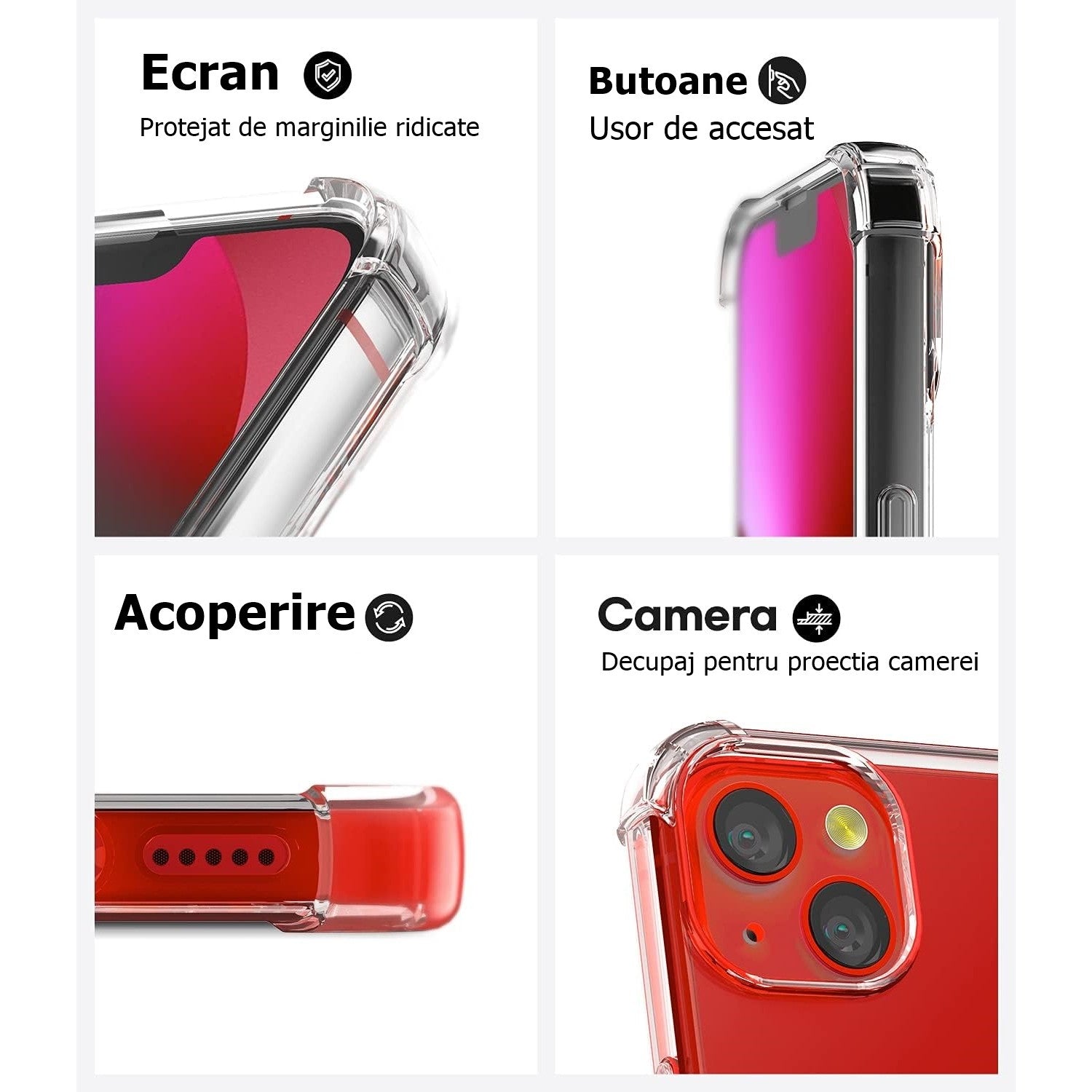 Husa de protectie Flippy, TPU, pentru Apple iPhone 13 Mini 5.4 inch, Antisoc, Protectie colturi, Rezistenta la impact, Transparenta-4
