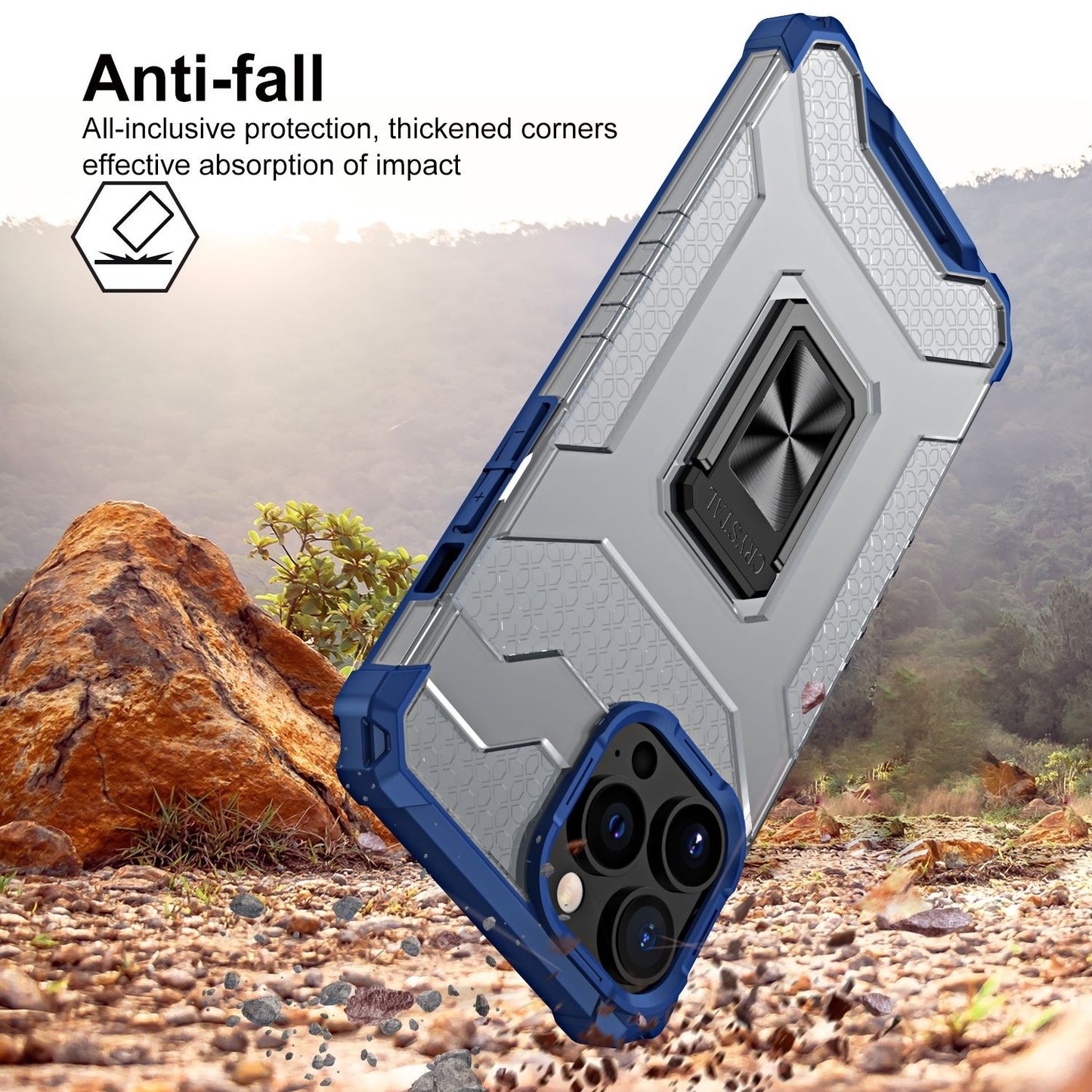 Husa de protectie Flippy compatibila cu Apple iPhone 13 Pro Acrylic Armor cu suport Albastru-5
