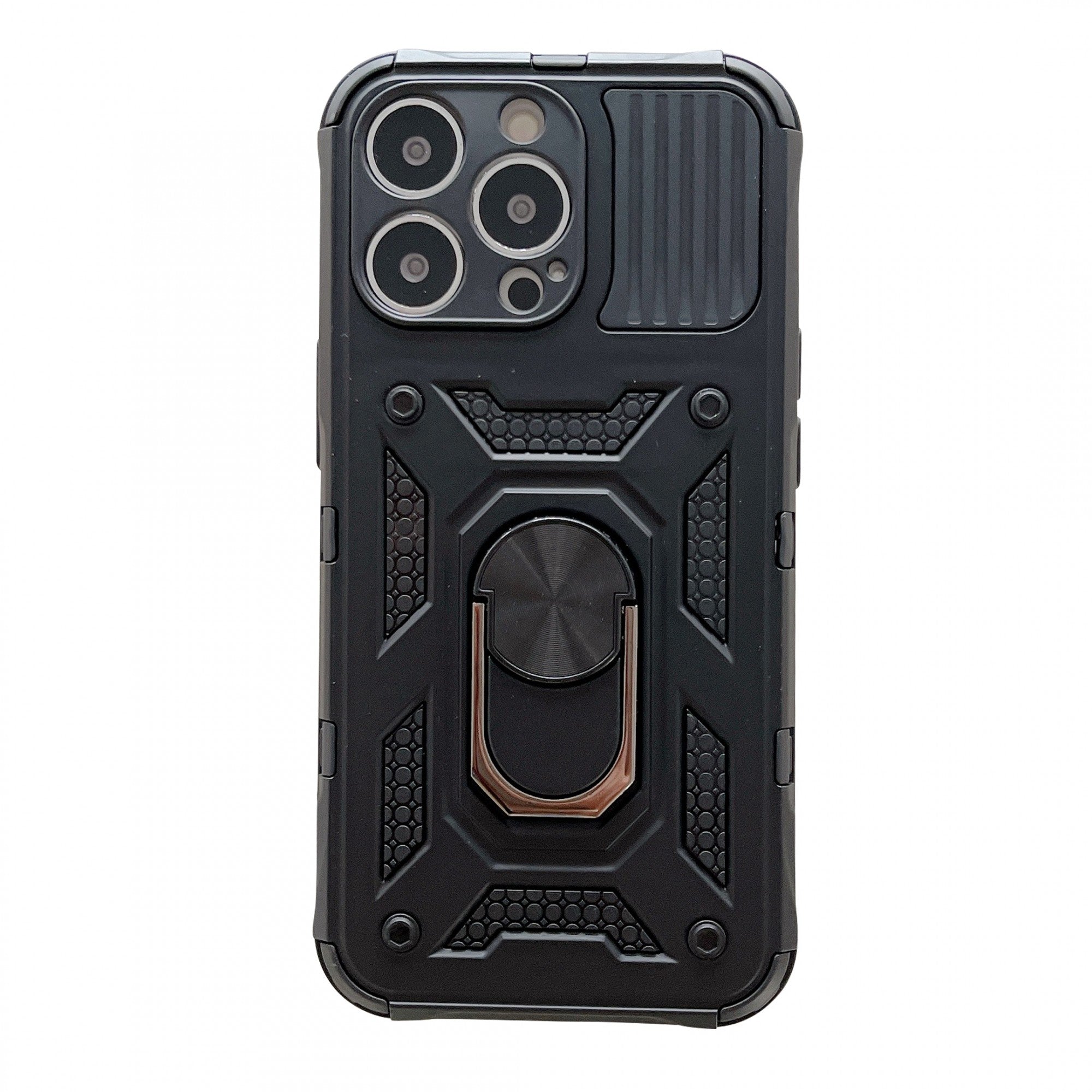 Husa de protectie, Flippy, compatibila cu Apple iPhone 13 Pro Defender Model 4 cu suport,Negru-0