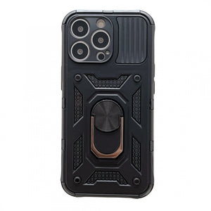 Husa de protectie, Flippy, compatibila cu Apple iPhone 13 Pro Defender Model 4 cu suport,Negru-0