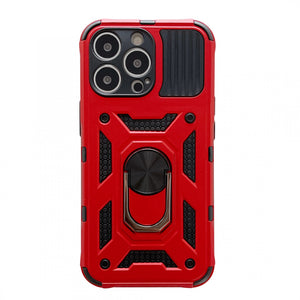Husa de protectie, Flippy, compatibila cu Apple iPhone 13 Pro Max Defender, Model 4 cu suport, Rosu-0