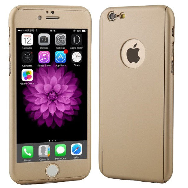 Husa de protectie Flippy compatibila cu Apple iPhone 7 Full Cover 360 Auriu + Folie de protectie-2