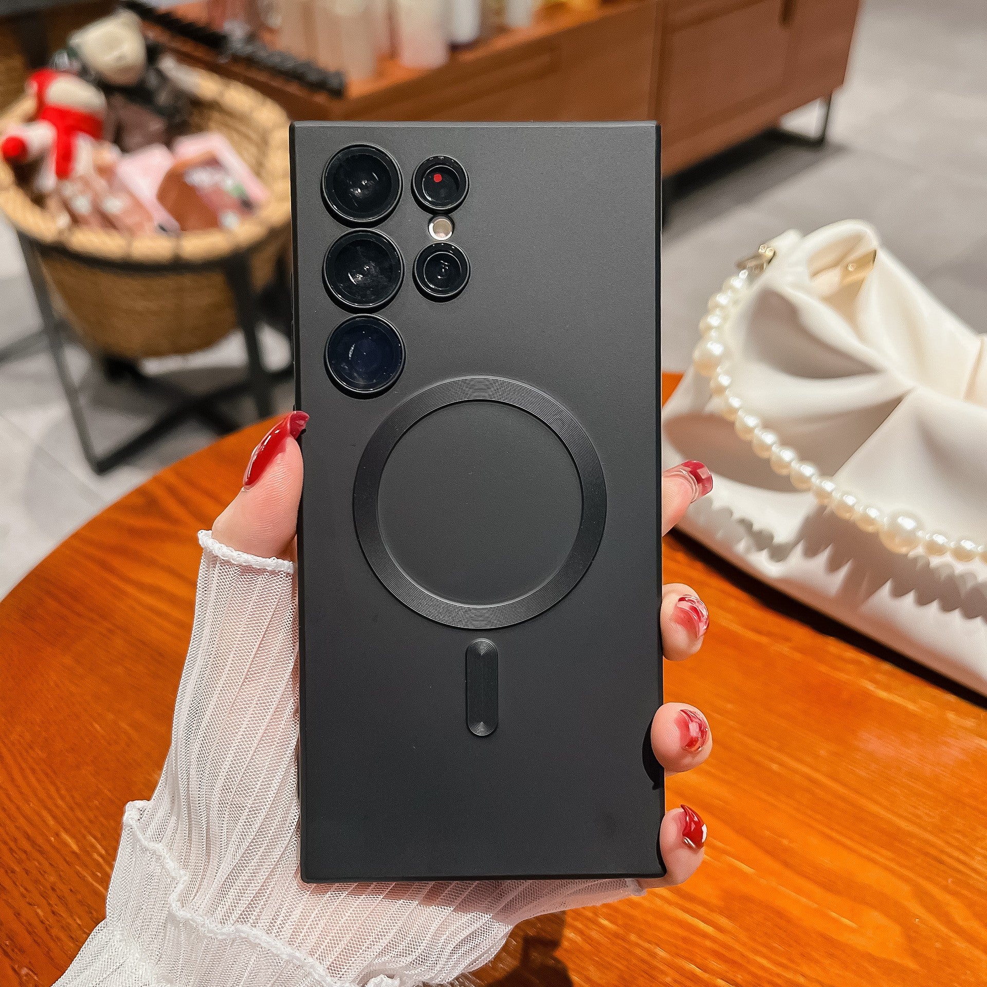 Husa de protectie Flippy, cu incarcare Wireless, Tehnologie Magsafe, pentru Samsung Galaxy S23 Ultra , Negru-1