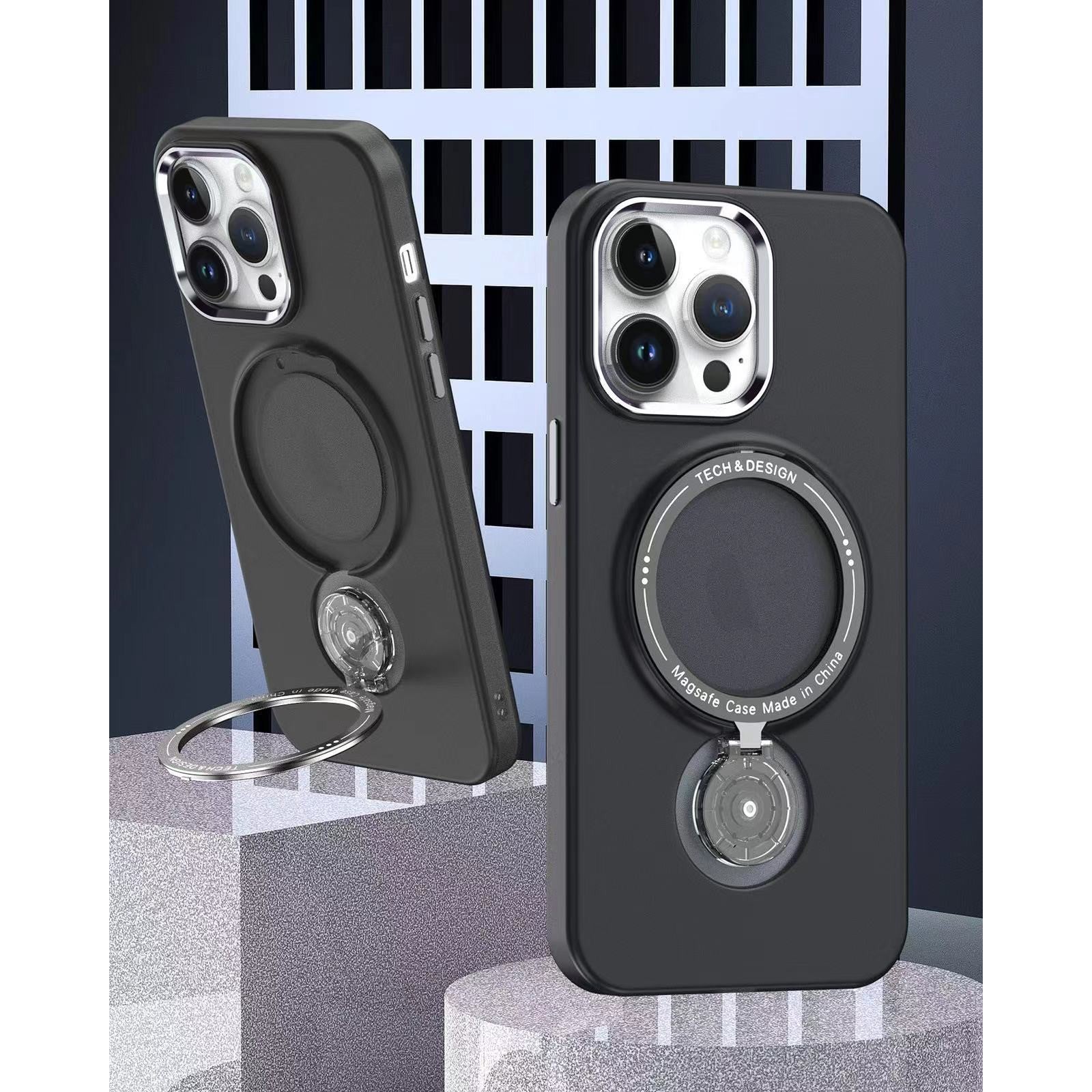 Husa de protectie Flippy, cu incarcare Wireless, Tehnologie Magsafe, TPU, Inel magnetic rotativ cu functie de suport, pentru Samsung Galaxy S23 Ultra , Negru-1