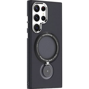 Husa de protectie Flippy, cu incarcare Wireless, Tehnologie Magsafe, TPU, Inel magnetic rotativ cu functie de suport, pentru Samsung Galaxy S23 Ultra , Negru-0