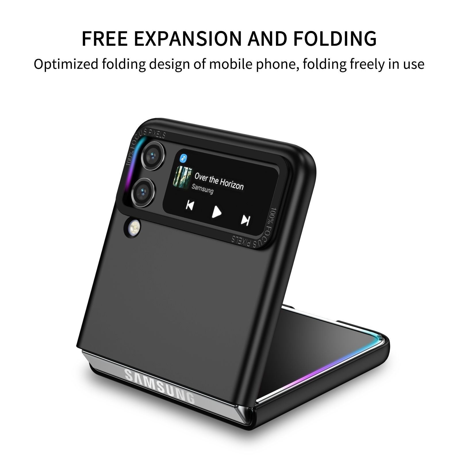 Husa de protectie Flippy, Pliere Tridimensionala, Multifunctionala, PC, pentru Samsung Galaxy Z Flip 5, Negru-3