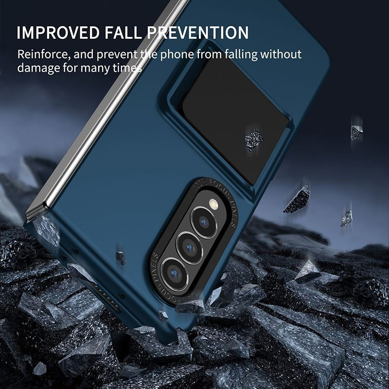 Husa de protectie Flippy, Pliere Tridimensionala, Multifunctionala, PC, pentru Samsung Galaxy Z Fold 4 5G, Albastru-2