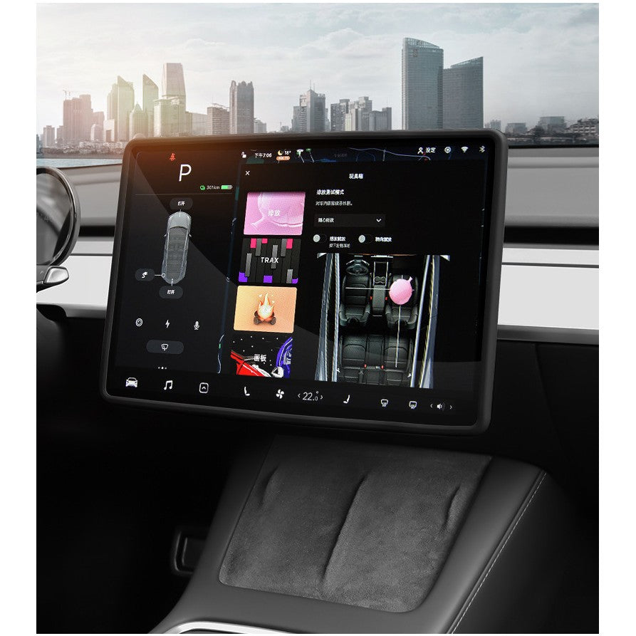 Husa de Protectie Margini Ecran Frontal Tesla, Flipp, Compatibil cu Tesla Model 3/Y, din TPE, Negru-4