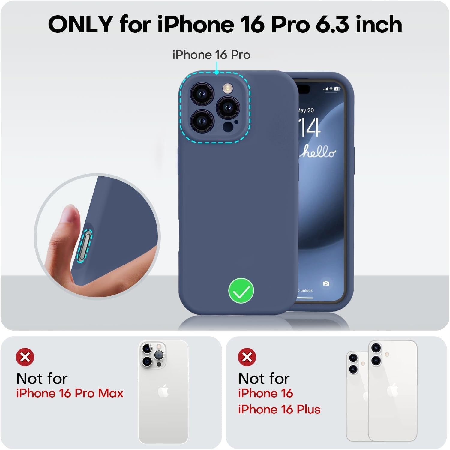 Husa de Protectie Matte TPU, Flippy, pentru Apple iPhone 16 Pro, Protectie Camera, Antisoc, Antizgariere, Antialunecare, Acoperire Completa, Albastru-2