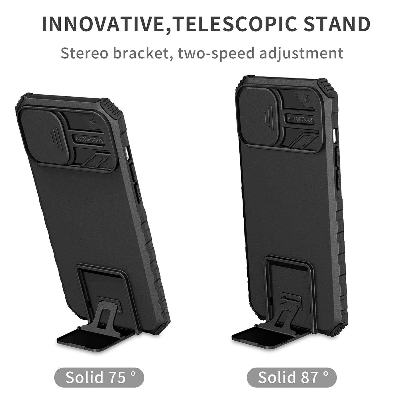 Husa Defender cu Stand pentru iPhone 13 Pro Max, Negru, Suport reglabil, Antisoc, Protectie glisanta pentru camera, Flippy-3