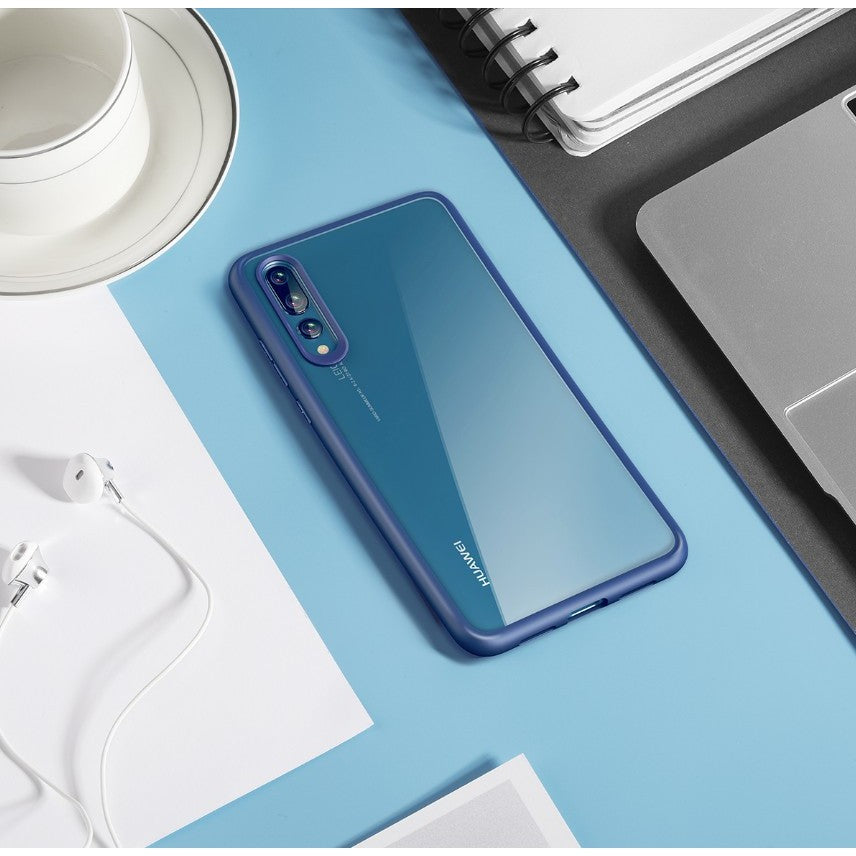 Husa Huawei P20 Transparent cu Margini Albastre-2