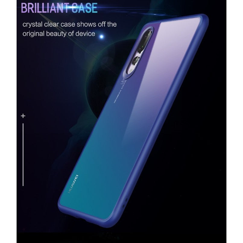Husa Huawei P20 Transparent cu Margini Albastre-3