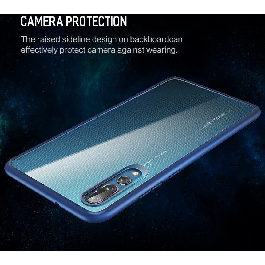 Husa Huawei P20 Transparent cu Margini Albastre-4