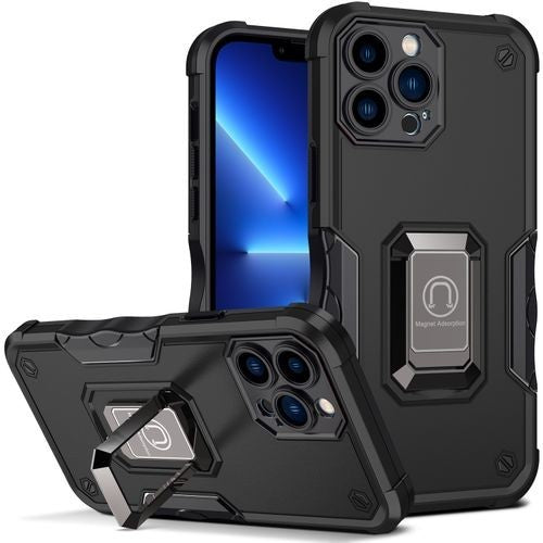 Husa Iron Warriors pentru iPhone 14, Flippy, Hybrid Ring Holder Kickstand, Negru-4