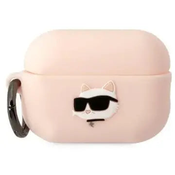 Husa Karl Lagerfeld AirPods Pro 2 cover pink Silicone Choupette Head 3D