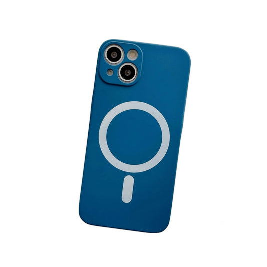 Husa MagSafe pentru Apple iPhone 12, Silicon, Protectie pentru camera, Magnetica, Incarcare Wireless, Flippy, Albastru-1