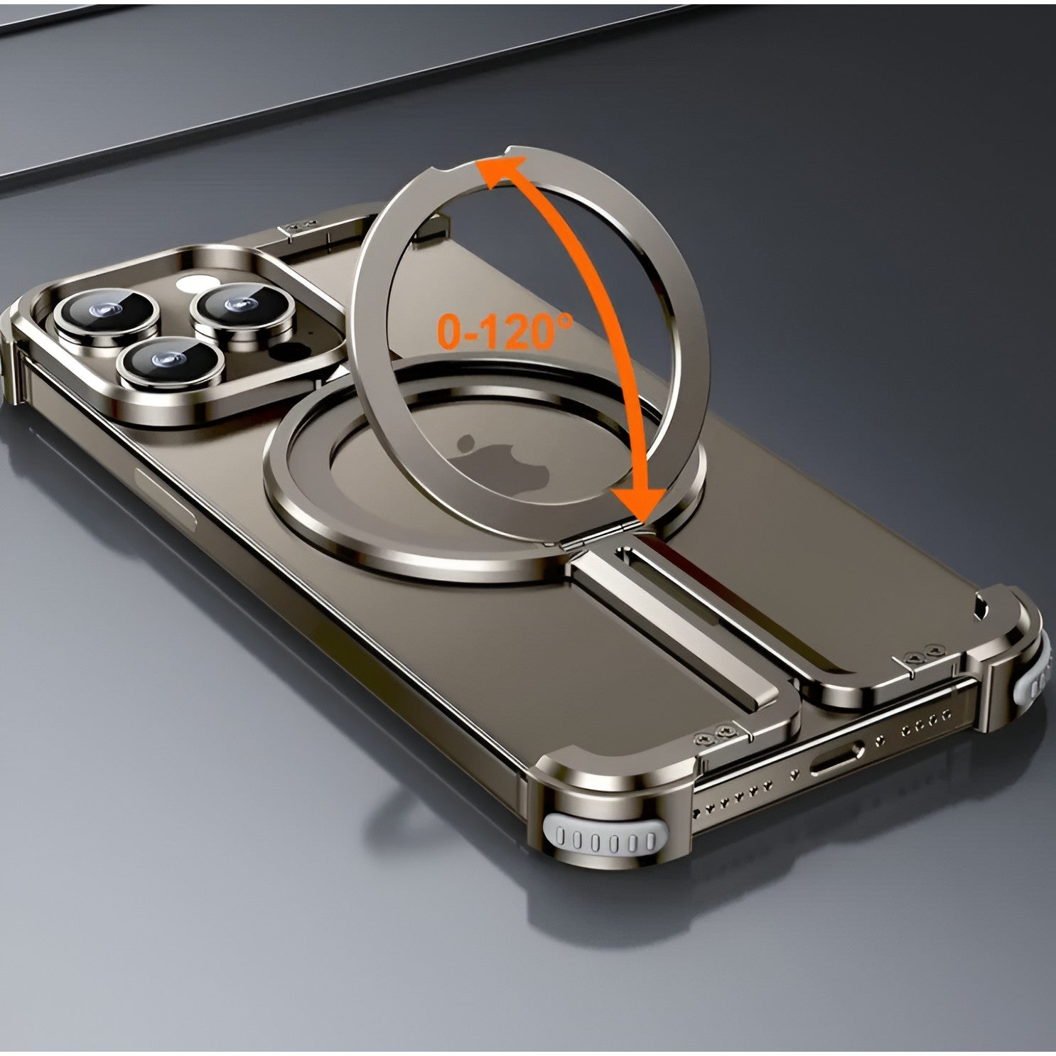 Husa MagSafe Metalica Compatibila cu iPhone 15 Pro, Flippy, Clear Case, Aliaj de Aluminiu, cu Magnet, fara Rama, Antisoc, Antizgariere, Incarcare Wireless, Gri Metalizat-5