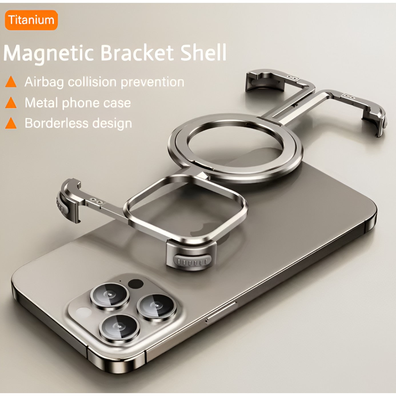 Husa MagSafe Metalica Compatibila cu iPhone 15 Pro, Flippy, Clear Case, Aliaj de Aluminiu, cu Magnet, fara Rama, Antisoc, Antizgariere, Incarcare Wireless, Gri Metalizat-6