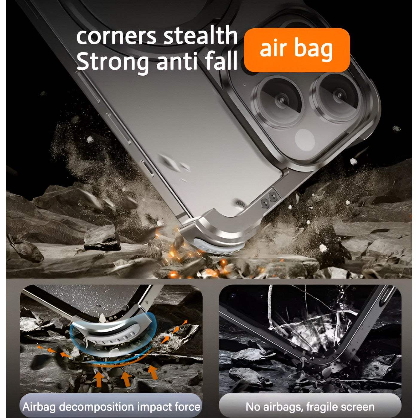 Husa MagSafe Metalica Compatibila cu iPhone 15 Pro, Flippy, Clear Case, Aliaj de Aluminiu, cu Magnet, fara Rama, Antisoc, Antizgariere, Incarcare Wireless, Gri Metalizat-9