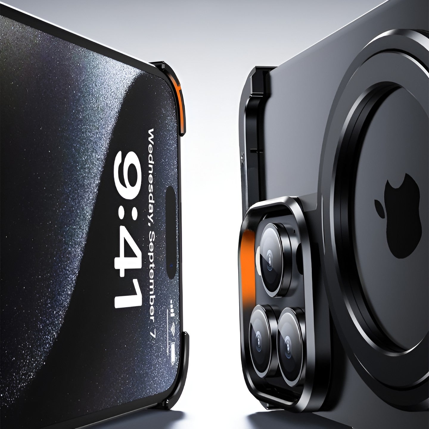 Husa MagSafe Metalica Compatibila cu iPhone 15 Pro Max, Flippy, Clear Case, Aliaj de Aluminiu, cu Magnet, fara Rama, Antisoc, Antizgariere, Incarcare Wireless, Negru Metalizat-3