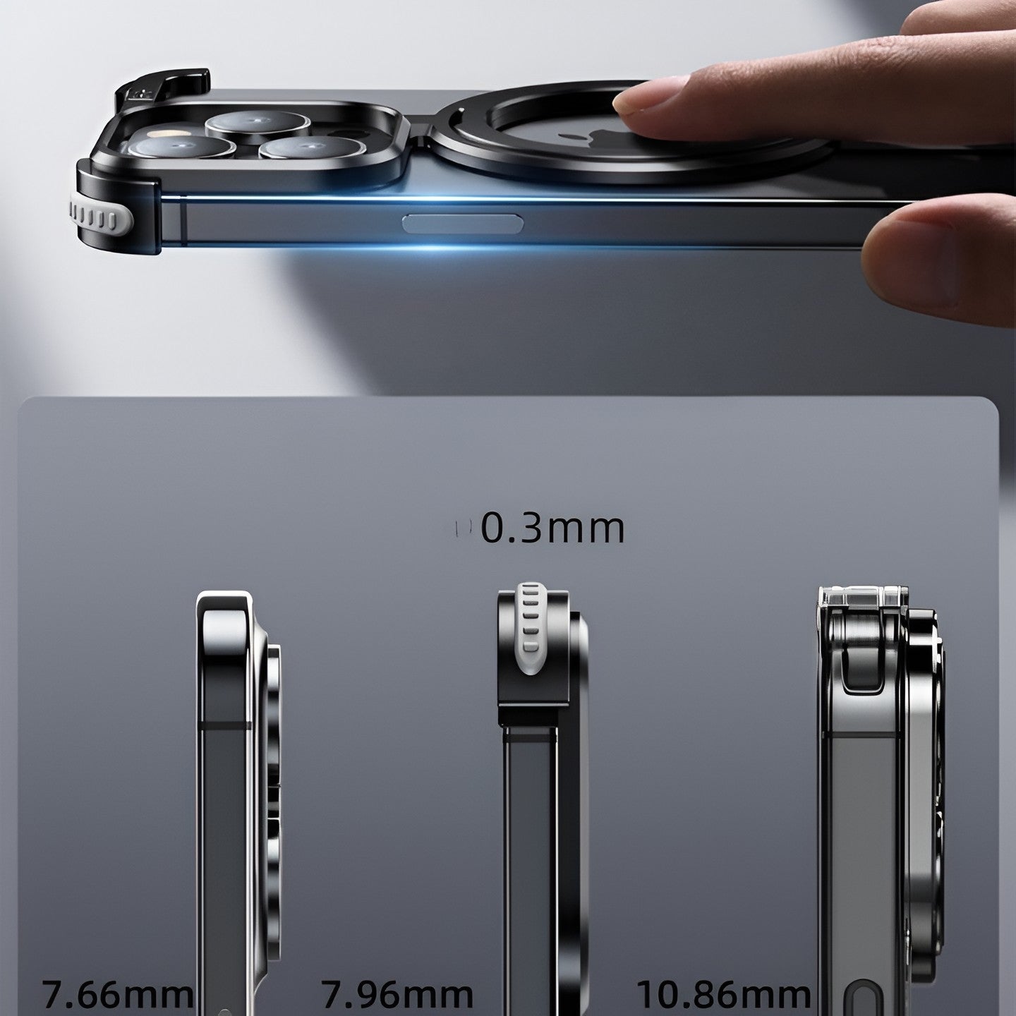 Husa MagSafe Metalica Compatibila cu iPhone 15 Pro Max, Flippy, Clear Case, Aliaj de Aluminiu, cu Magnet, fara Rama, Antisoc, Antizgariere, Incarcare Wireless, Negru Metalizat-5