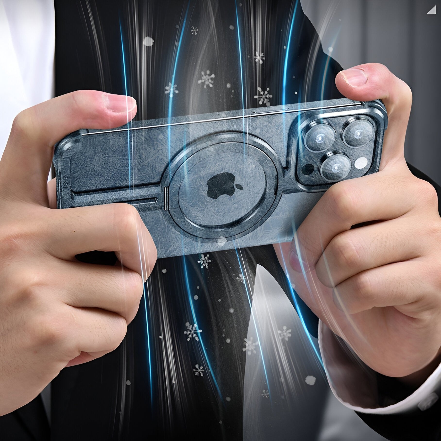 Husa MagSafe Metalica Compatibila cu iPhone 15 Pro Max, Flippy, Clear Case, Aliaj de Aluminiu, cu Magnet, fara Rama, Antisoc, Antizgariere, Incarcare Wireless, Negru Metalizat-8