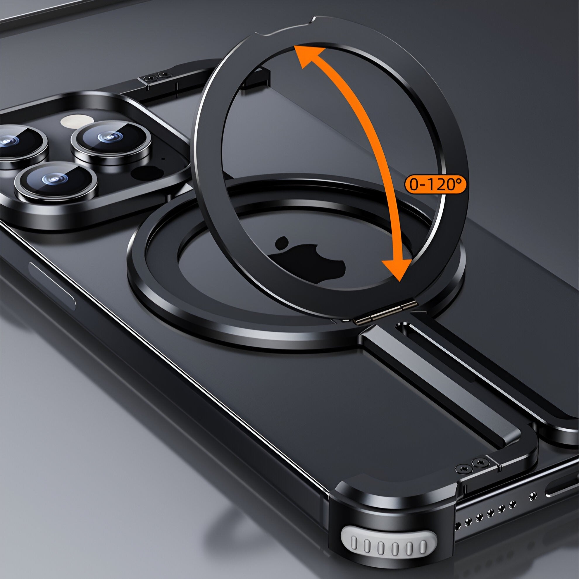 Husa MagSafe Metalica Compatibila cu iPhone 15 Pro Max, Flippy, Clear Case, Aliaj de Aluminiu, cu Magnet, fara Rama, Antisoc, Antizgariere, Incarcare Wireless, Negru Metalizat-11