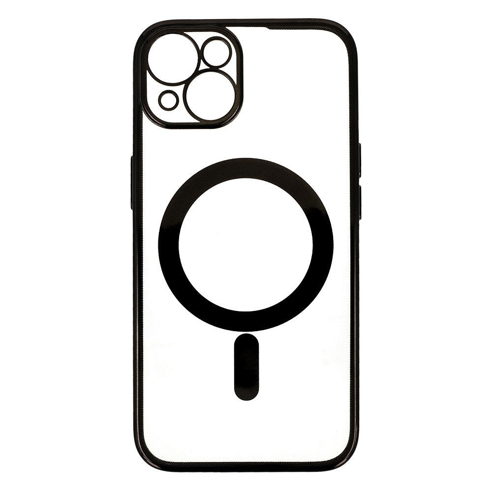Husa MagSafe pentru Apple iPhone 14 Pro, Full Cover, Protectie camera, Margini colorate Electroplating, Magnetica, Incarcare Wireless, Flippy, Negru-4