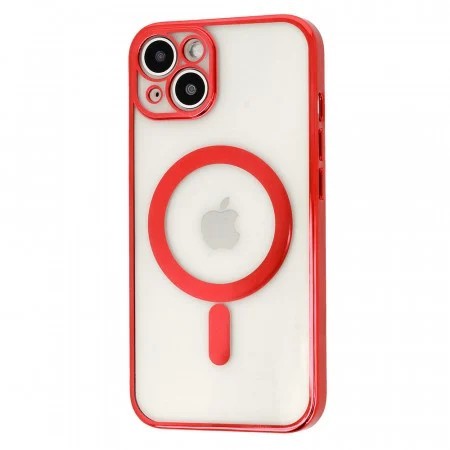 Husa MagSafe pentru Apple iPhone 14 Pro Max, Full Cover, Protectie camera, Margini colorate Electroplating, Magnetica, Incarcare Wireless, Flippy, Rosu-2