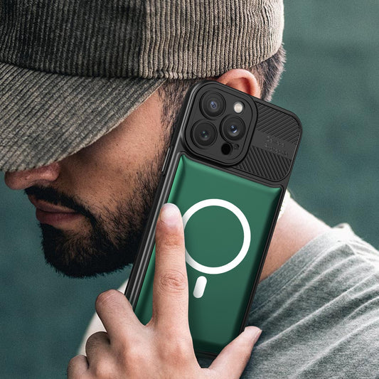 Husa pentru Apple iPhone 13 Pro MagSafe, Urban Armor, Flippy, Verde inchis, suport magnetic-1