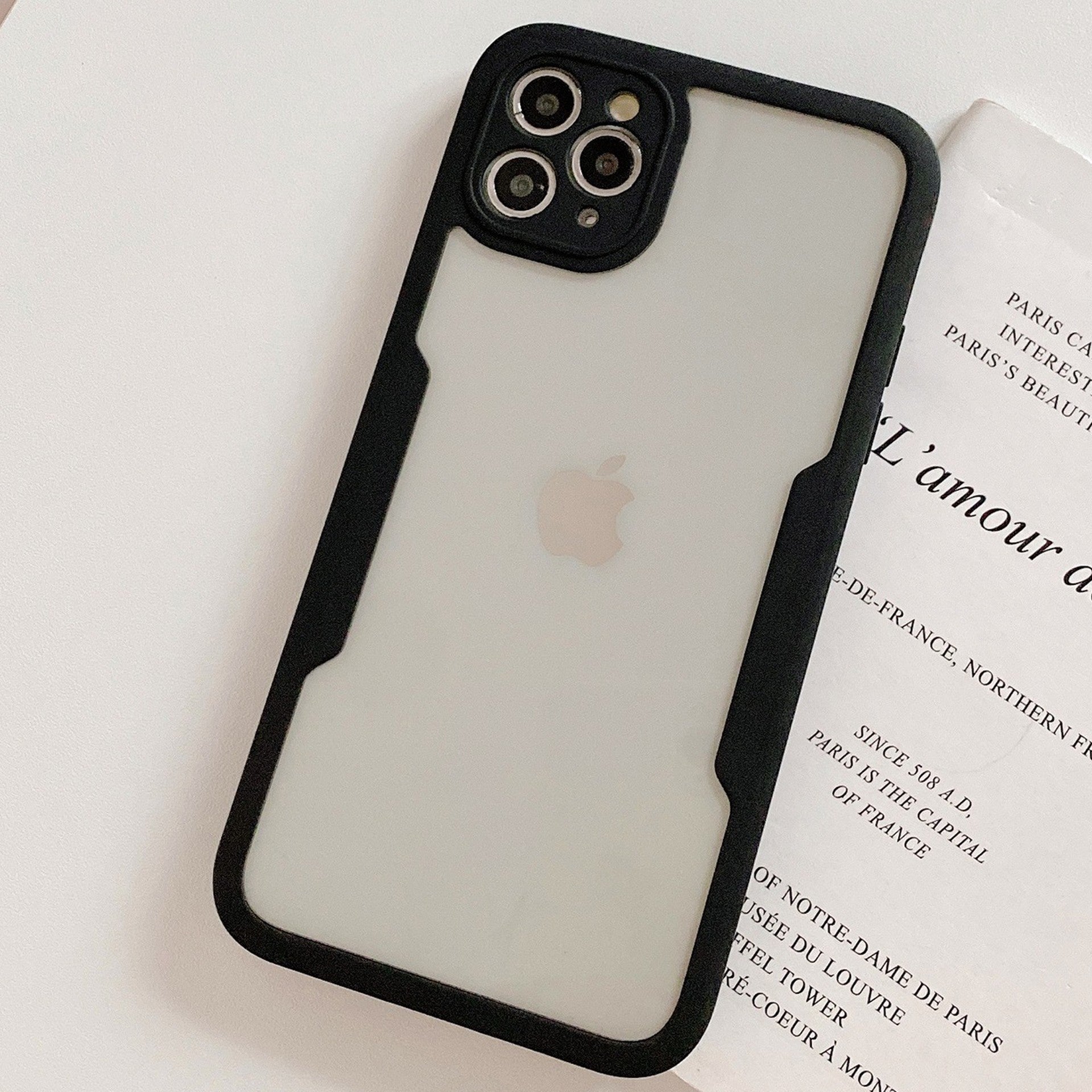 Husa Max Defence pentru iPhone 13 Pro Max, Bumper Negru, Fata Dubla Transparenta, Protectie Antisoc Full 360 ( fata, spate, margini ), Flippy-2