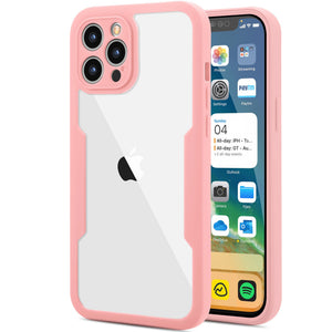 Husa Max Defence pentru iPhone 13 Pro Max, Bumper Roz, Fata Dubla Transparenta, Protectie Antisoc Full 360 ( fata, spate, margini ), Flippy-0