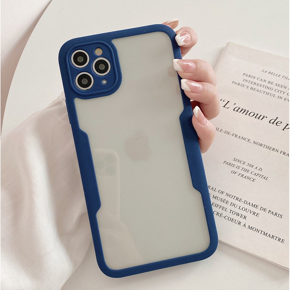 Husa Max Defence pentru Samsung Galaxy S21 FE, Bumper Albastru, Fata Dubla Transparenta, Protectie Antisoc Full 360 ( fata, spate, margini ), Flippy-6