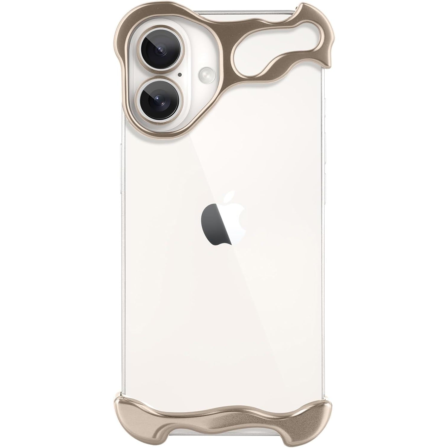 Husa Metalica Compatibila cu iPhone 16 Plus, Flippy, Protectie pentru Colturile Telefonului si Camera, Aliaj, Antisoc, Antizgariere, Auriu-0
