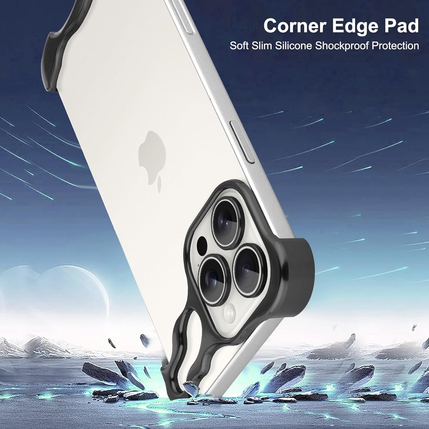 Husa Metalica Compatibila cu iPhone 16 Pro Max, Flippy, Protectie pentru Colturile Telefonului si Camera, Aliaj, Antisoc, Antizgariere, Negru-1