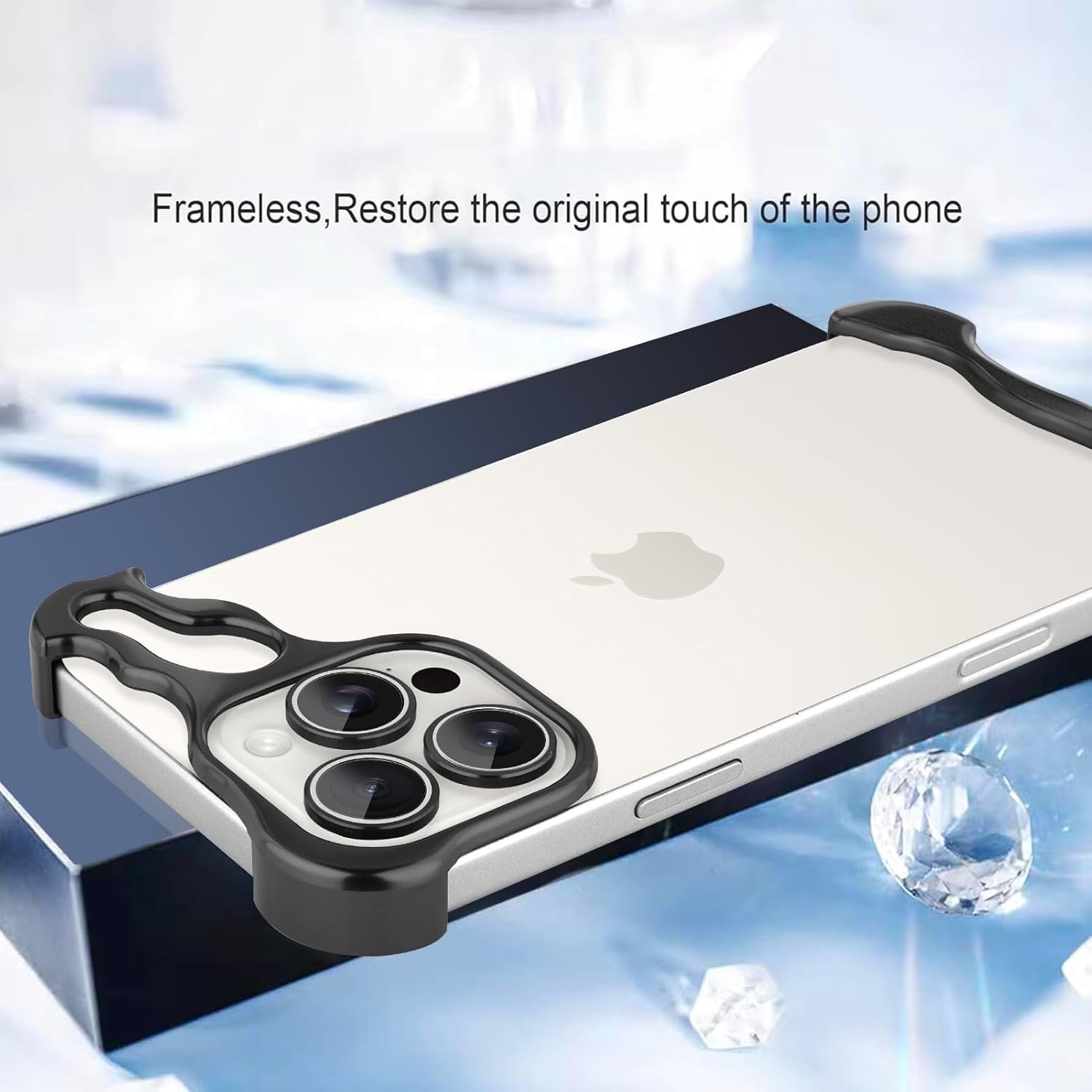 Husa Metalica Compatibila cu iPhone 16 Pro Max, Flippy, Protectie pentru Colturile Telefonului si Camera, Aliaj, Antisoc, Antizgariere, Negru-2